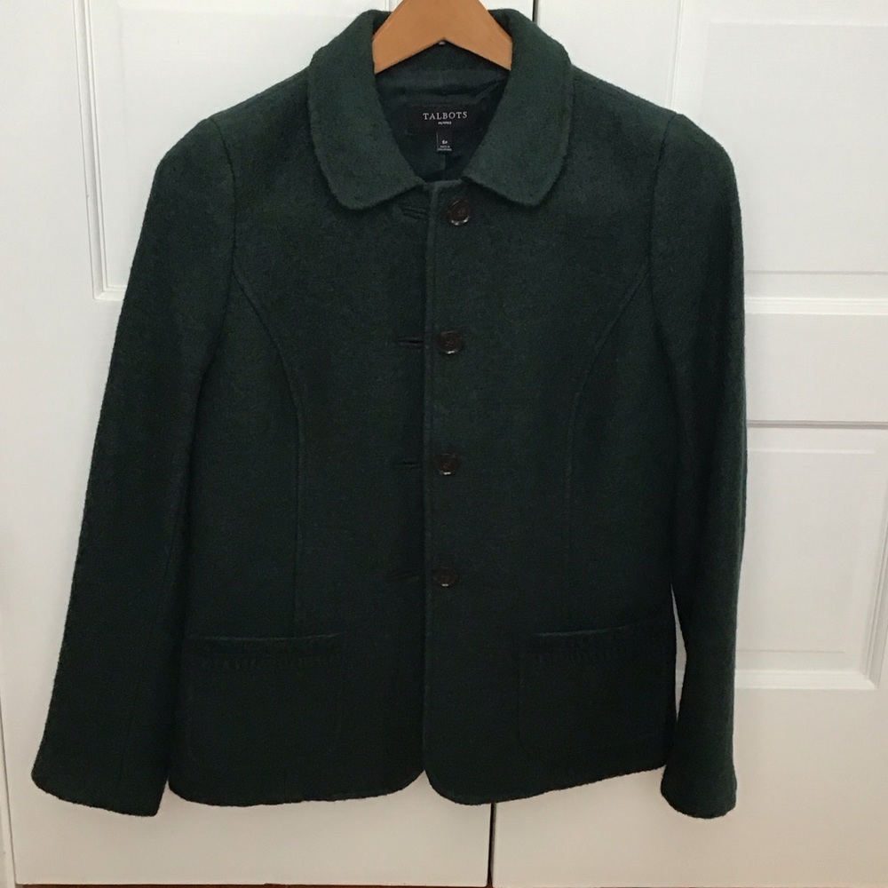 Talbots Forest Green Boiled Wool Jacket